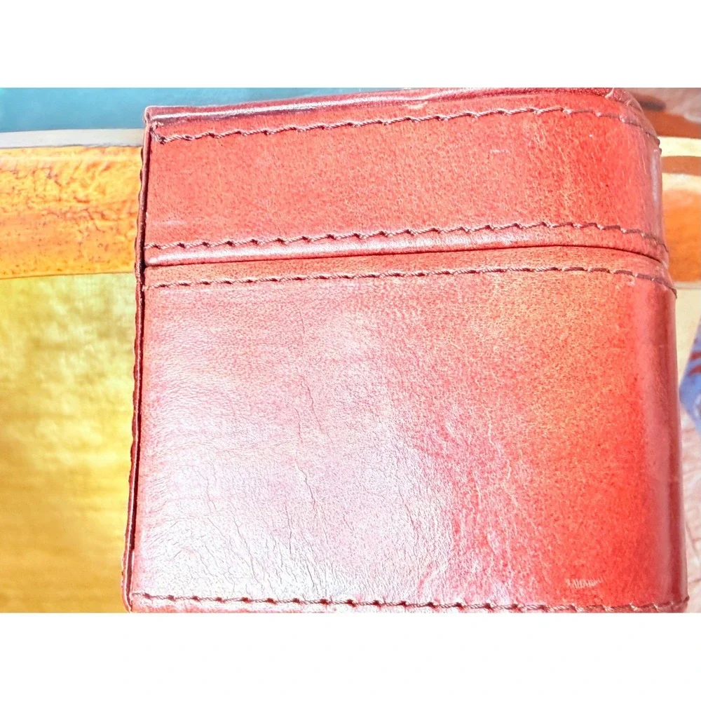 Fossil Cherry Red Leather Glass Top‎ Watch Display Case Jewelry Storage Box
